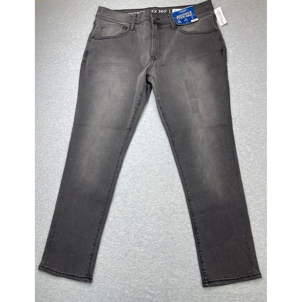 NWT Arizona Jean Co Mens 36x29 Slim Advance Flex 360 Gray Washed Stretch Jeans